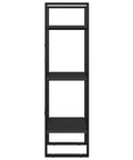 Front view of Three Tier Book Cabinet in Gray, Space-Saving Engineered Wood Storage, 15.7 by 11.8 by 41.3 Inches