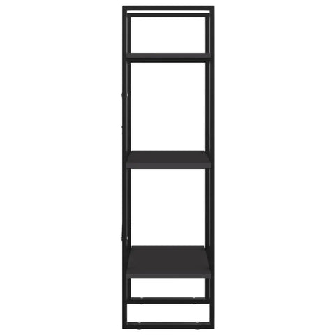 Front view of Three Tier Book Cabinet in Gray, Space-Saving Engineered Wood Storage, 15.7 by 11.8 by 41.3 Inches