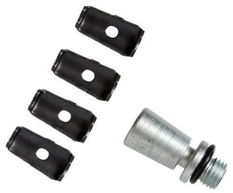 LockNLube Coupler Rebuild Kit: four black replacement seals and a metal jaw component
