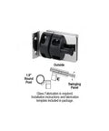 Heavy Duty 1.9 Inch Round Post Mount Gate Latch For Half Inch Tempered Glass with installation guide and round post detail.