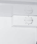 Commercial Upright Freezer 18 Cu Ft Left Handed Door Swing White Shell heavy duty thermostat control inside unit.