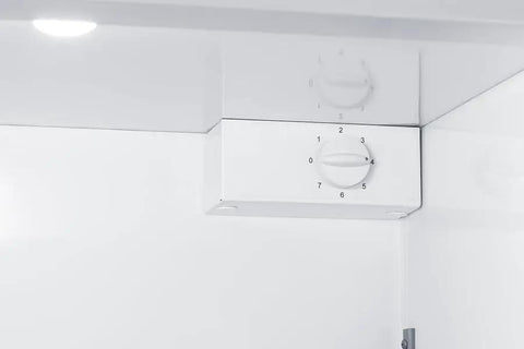 Commercial Upright Freezer 18 Cu Ft Left Handed Door Swing White Shell heavy duty thermostat control inside unit.