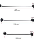 WUUWCHODC Snap Latch Hook for Gate Cabin Shed Heavy Duty Push Button in three sizes: 300mm, 350mm, and 405mm, black metal finish.