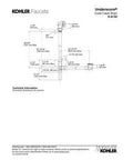 Solid Brass Cable Actuated Rough In Bathtub Drain Assembly No Fuss Design Built Hard For Straight Forward Install And Smooth Water Flow Fits Most Standard Tubs Just Pick Your Matching Finish Plate technical drawing with dimensions.