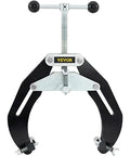 Front view of VEVOR pipe clamp, 2-6 in, steel, quick-acting screws, black frame