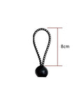 Close-up of a single 3.15 inch 20 Pack Ball Bungee Cords Elastic Tie Down in black with plastic ball end, measuring 8 cm in length.