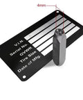 Four Millimeter Steel Die Stamp Kit With 36 Pc Number And Letter Punch Set In Hardened Metal Case Included, shown by engraved plate and punch