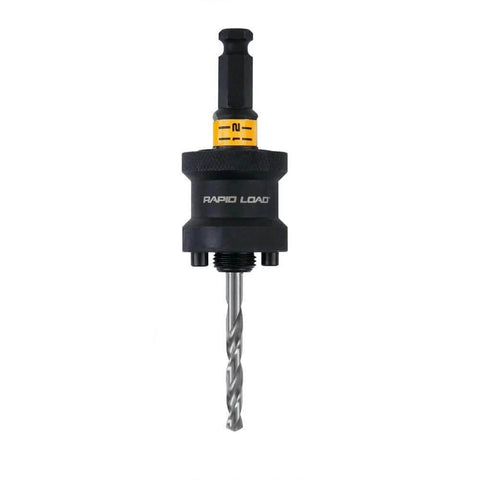 DEWALT Rapid Load hole saw arbor, 1/2-in, black with yellow collar, front view