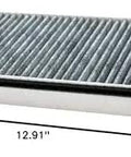 Premium Activated Carbon Cabin Air Filter For Porsche 911, Boxster, Cayman, Improves Air Quality And Odor Control, dimensions shown