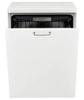 Swedish Engineered Integrated Dishwasher 60 Cm Wide Silent Heavy Duty Kitchen Workhorse with open door showing inner racks.