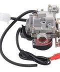 GY6 50Cc Carburetor Big Bore 18Mm for 139QMB 139QMA Engines front view with cables