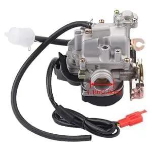 GY6 50Cc Carburetor Big Bore 18Mm for 139QMB 139QMA Engines front view with cables