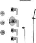 Top Shelf Polished Chrome Thermostatic Shower System Trim Kit with overhead shower head and temperature control handles.