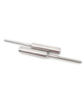 Close-up of two stainless steel valve stems for waterjet on/off valve repair kit