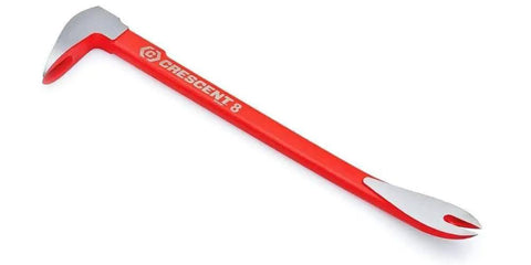 Flat Pry Bar With Precision Ground Ends And Nail Slot In Claw And Pry End For Easy Nail Pulling, High Visibility Red Finish, Durable Steel