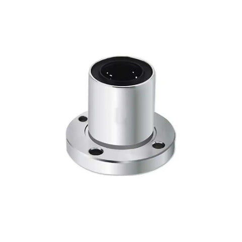 Round Flange Linear Bearings For 6 To 25mm Shafts, Rock Solid, Low Friction, Wear Resistant, Built Tough For CNC Machines, 3D Printers, And Linear Rails, Easy Mounting, Smooth Motion For Rod Shaft Guidance, silver bearing steel flange