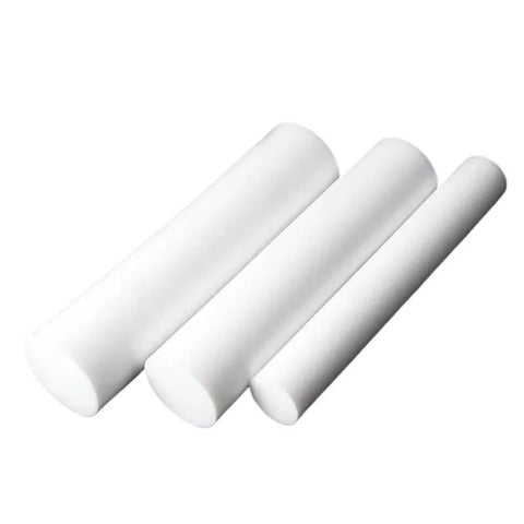 Three White PTFE Round Rods, 500mm Length, F4 Round Bar, Solid Round Plastic Rod For Precision, High Temp Wear Resistant Applications