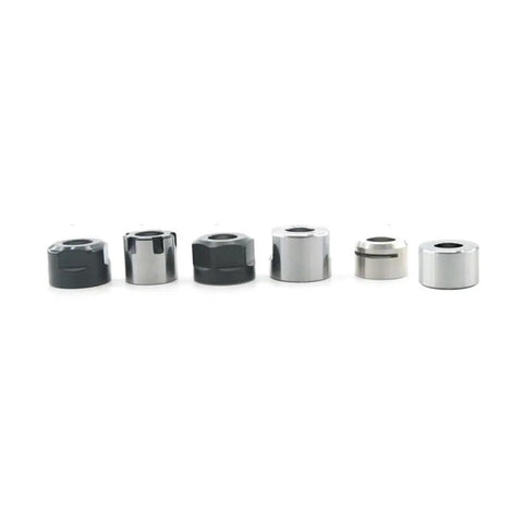 Heavy Duty ER11 Collet Clamping Nut For Lathe And CNC Machining Precision Steel Chuck Tightener Fits M13 M14 And M15 Threads, six collets in various sizes.