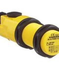 Capacitive Proximity Sensor BC10 P30SR FZ3X2 With 10 mm Flush And 15 mm Non Flush Sensing, rugged yellow industrial sensor.