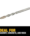 DEWALT DW5224 1/4-in x 4-in carbide hammer drill bit, silver; ideal for masonry, concrete, and rock