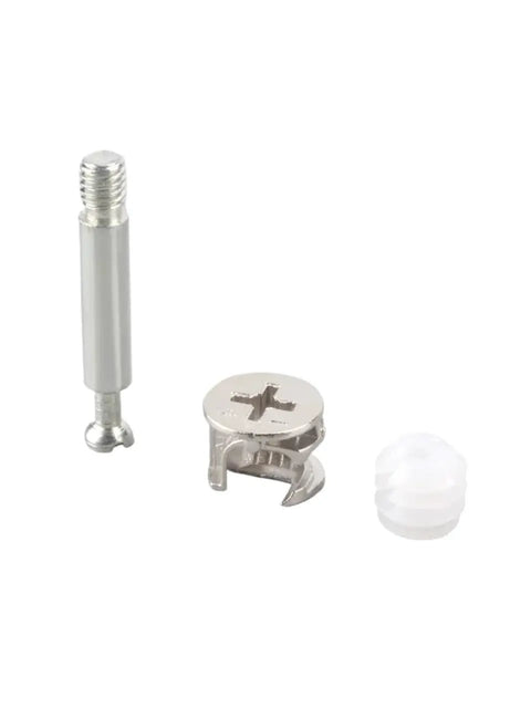 Rock Solid Cam Lock Fittings 50 Piece Thickened Furniture Hardware Kit components including cam screws and eccentric nuts