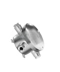 Angled side view of DS-1675ZJX-S explosion-proof camera junction box, metal silver