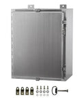 Front view of MJ-Box NEMA steel electrical enclosure, 12x10x6 inches, 304 stainless, IP66 explosion-proof indoor/outdoor