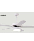Modern Ceiling Fan With Led Light Kit And NoFuss Remote Control Bringing Smooth Airflow And Three QuickToggle Light Modes Perfect For Bedroom Living Space Or Kitchen Decor With Solid Wood Blades, featuring a white finish and adjustable light.
