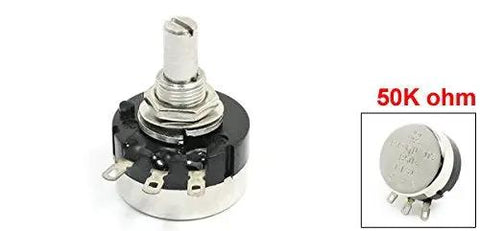 RV24YN20S 50K Carbon Composition Potentiometer, Single Turn Rotary Potentiometer, Top Adjustment, Round Shaft, 3 Terminals