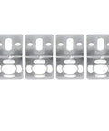 Four metal brackets with multiple holes, suited for mounting Far Infrared Safety Light Curtain With 20mm Beam Spacing, Aluminum Body, Light Screen Sensor, Grating Protection For Punching Machines, NPN NC Output, Industrial Guarding Device.