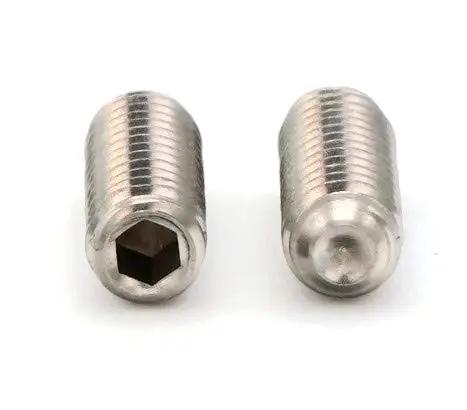 Workhorse Cup Point Socket Set Screw, Stainless Steel Type 304, Three Eighths Inch Diameter, Side and End View