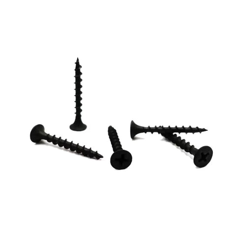 Heavy Duty No Sweat Number 6 By 1 Inch Drywall And Wood Screws Featuring Coarse Threading And Flat Truss Head with black phosphate finish.