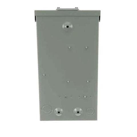 Rear view of Weatherproof Single-Unit RV Power Outlet 100A Unmetered NEMA 3R Surface-Mount Box, showing mounting holes and back panel.