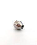 Waterjet pump seat spare part 014388-1, metal conical piece with central through-hole (angled view)