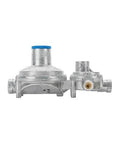 RV two-stage propane regulator with NPT fittings for smooth gas flow in RVs and campers, compatible with Camco tanks.