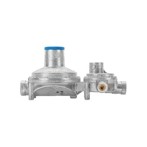 RV two-stage propane regulator with NPT fittings for smooth gas flow in RVs and campers, compatible with Camco tanks.