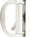 White Sliding Patio Door Handle Set For Milgard Doors With Precise 4 To 15 Sixteenths Inch Center To Center Screw Hole Spacing