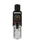 Front view of One Quarter Inch Piggyback Filter Regulator With Lubricator For Industrial Air Systems Shop Floor Ready 1000 Series Manual Drain