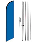 Marina Blue Feather Swooper Banner Advertising Kit with 12ft flag, 15ft telescoping pole, and ground stake for outdoor displays.