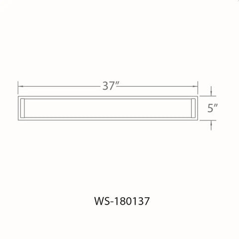 Diagram of Metro 37In LED Energy Star Bathroom Vanity And Wall Light 3000K Brushed Nickel with height and width dimensions.
