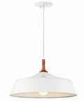 Danika 9.25 Inch One Light Pendant in white finish with wood accents, rustic lodge style