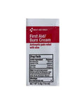 First Aid/Burn Cream sachet from First Aid Only, white packet with red header; antiseptic pain relief with aloe.