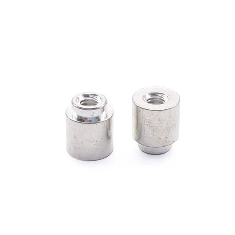 Legit M3 SMD Nuts With Solder Surface Mount Circuit Board Standoffs Heavy Duty Copper Through Hole Spacer Pins For PC Builds Kickass Durability Smooth Finish 100 Pack, close-up view of copper standoffs.