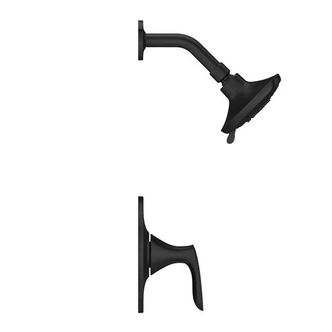 Matte Black Single Handle Shower Faucet Set With Five Spray Modes Multi Function Shower Head WaterSense Certified Bath Trim Kit LG897WRB Includes Shower Head And Valve Handle Three Hole Installation
