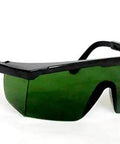 Straight Up Pro Level Erbium Laser Safety Glasses Blocking 2940 Nm Waves With OD4plus Optic Density Hardened Polycarbonate Lenses And Top Notch Visibility For Busy Dental Workplaces, green lenses, ergonomic design.