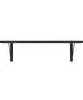 Pro Level Floating Wall Shelves Featuring Ridiculously Strong Metal Brackets And Zero Sag Particleboard Design For Bedroom Storage Or Bathroom Display Plus Straight Up Easy Hanging That Holds Up To 22 Pounds With Ease - side view of dark wood shelf with metal brackets.