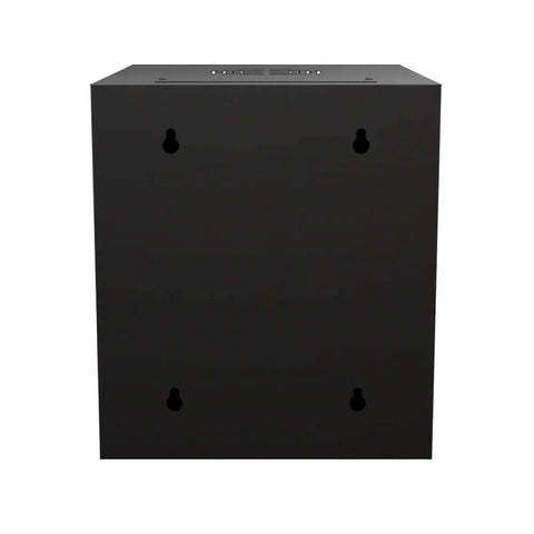Rear view of 6U 10 Inch Network Server Cabinet with perforated door in black, wall mountable IT rack, heavy duty cold rolled steel