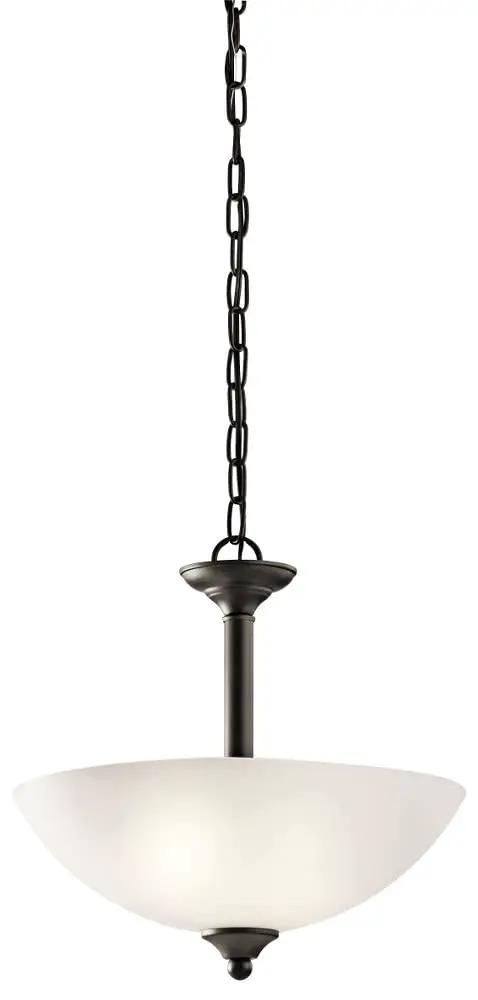 15 Inch Two Light Convertible Inverted Pendant And Semi Flush Light With Satin Etched Glass In Brushed Nickel Finish Dope Modern Vanity Ceiling Fixture For Bathroom Or Powder Room hanging view