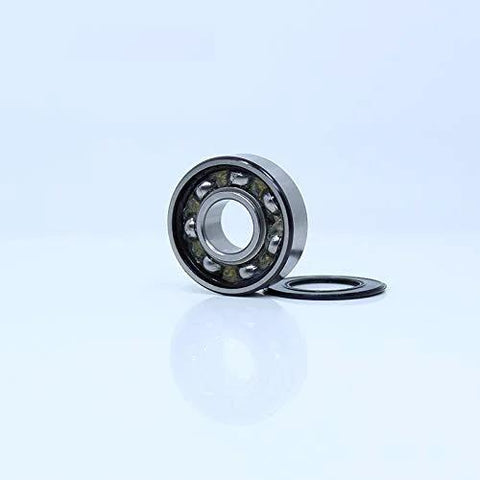 Jingzan 6000-2RS deep groove ball bearing, rubber shielded, with seal ring, front view on a reflective white surface.