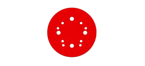 Hook And Lock ROS Sanding Discs For Wood Metal And Plastics 5 Inch 60 Grit Coarse Ceramic Blend Endura Bond, red 5-inch disc with holes